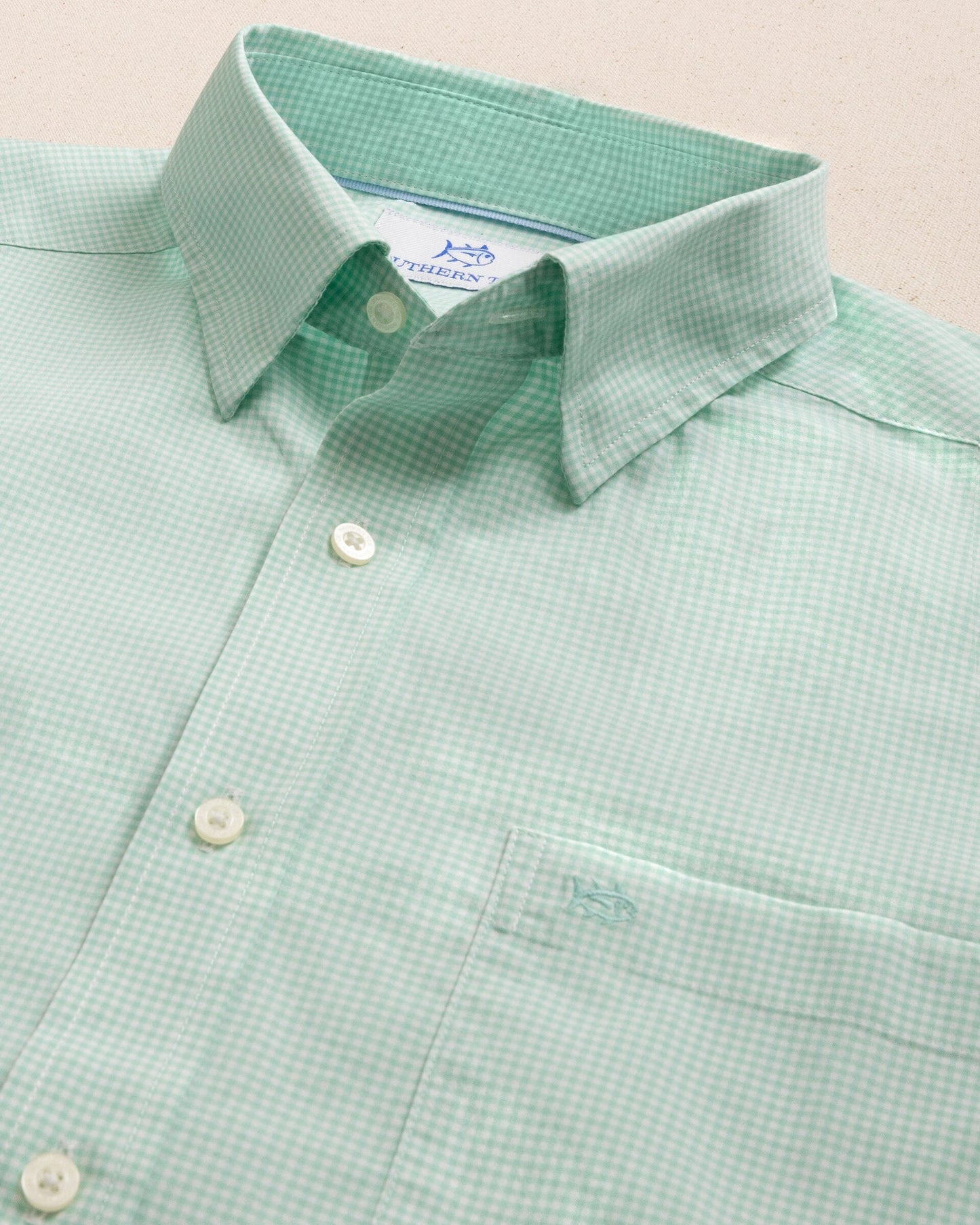 Charleston Parkwood Micro-Gingham Long Sleeve Sport Shirt - Garden Grove